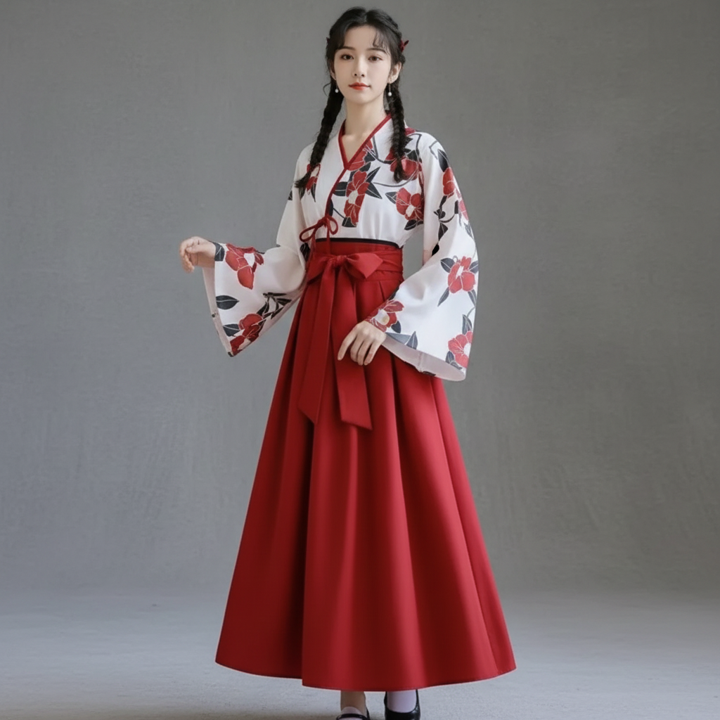Red Japanese Kimono Dress Elegant & Flowing Takumiya Red Japanese Kimono Dress Elegant & Flowing Takumiya