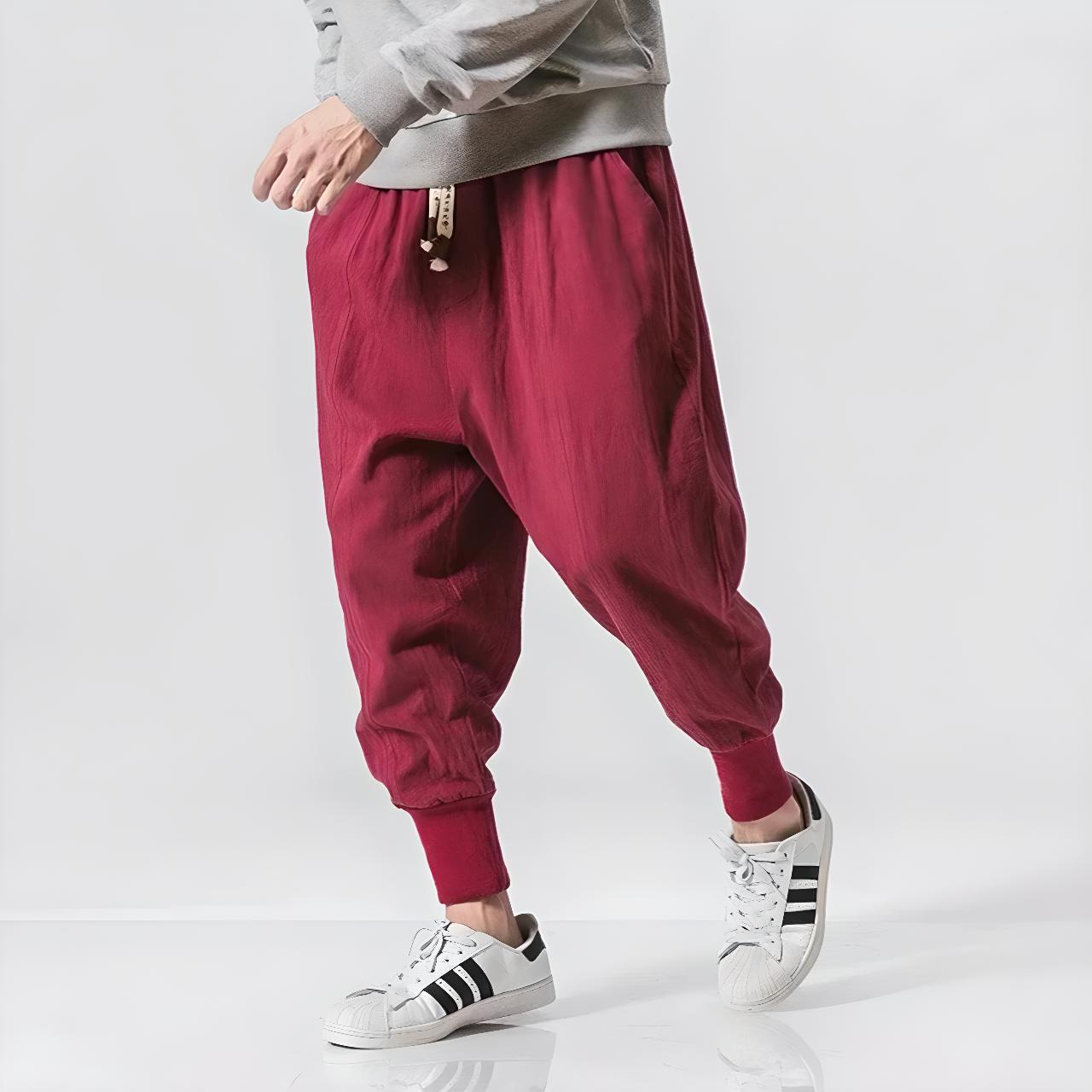 Jogging Japonais Homme Tobi Zen rouge streetwear