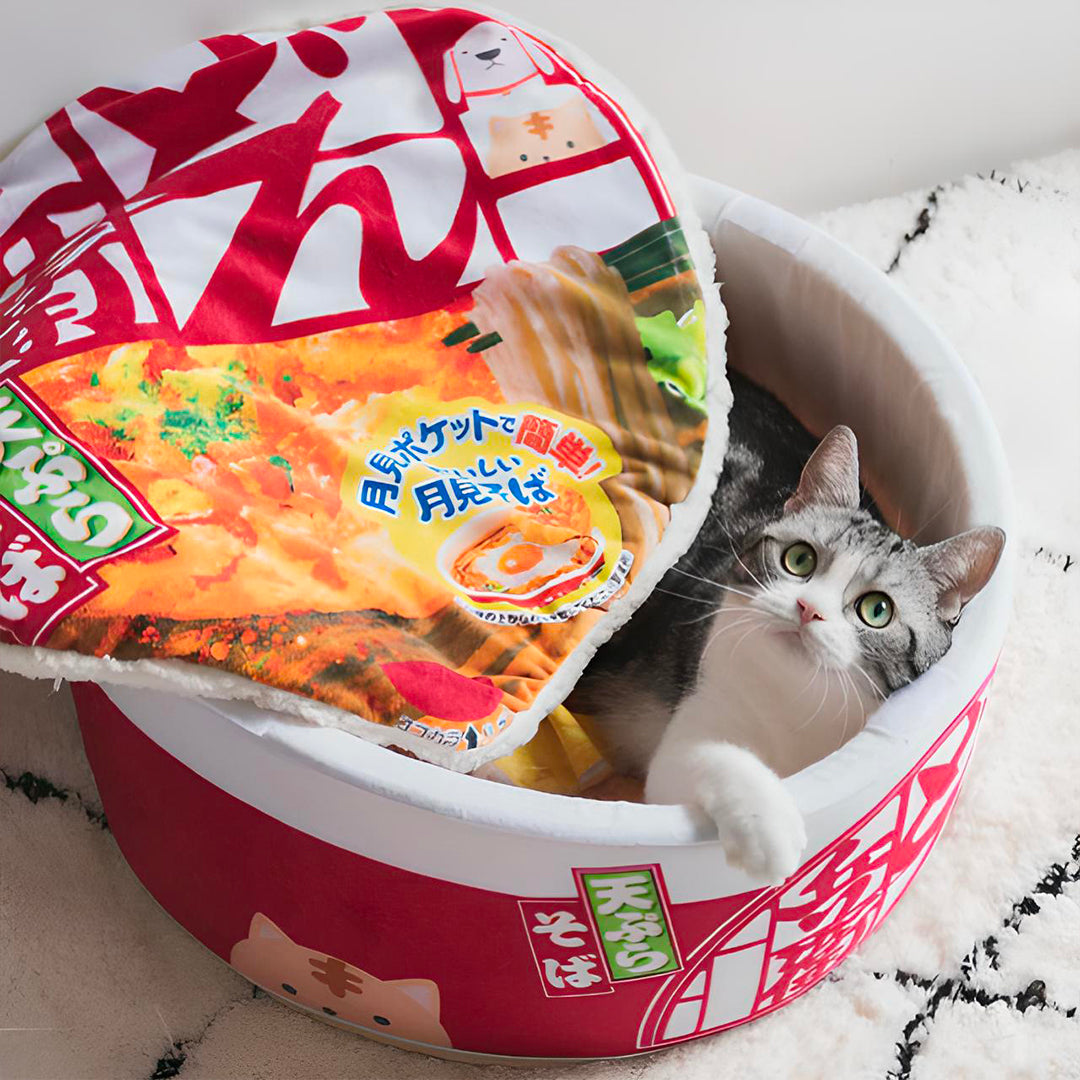 Japanese Noodle Bowl Cozy Cat Bed