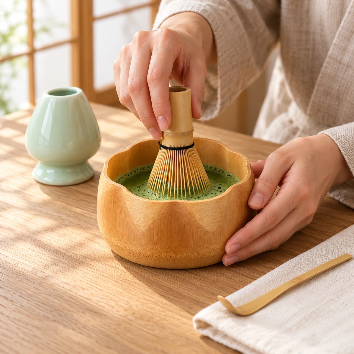 Wakaba Japanese Matcha Set – 4 Bamboo Pieces
