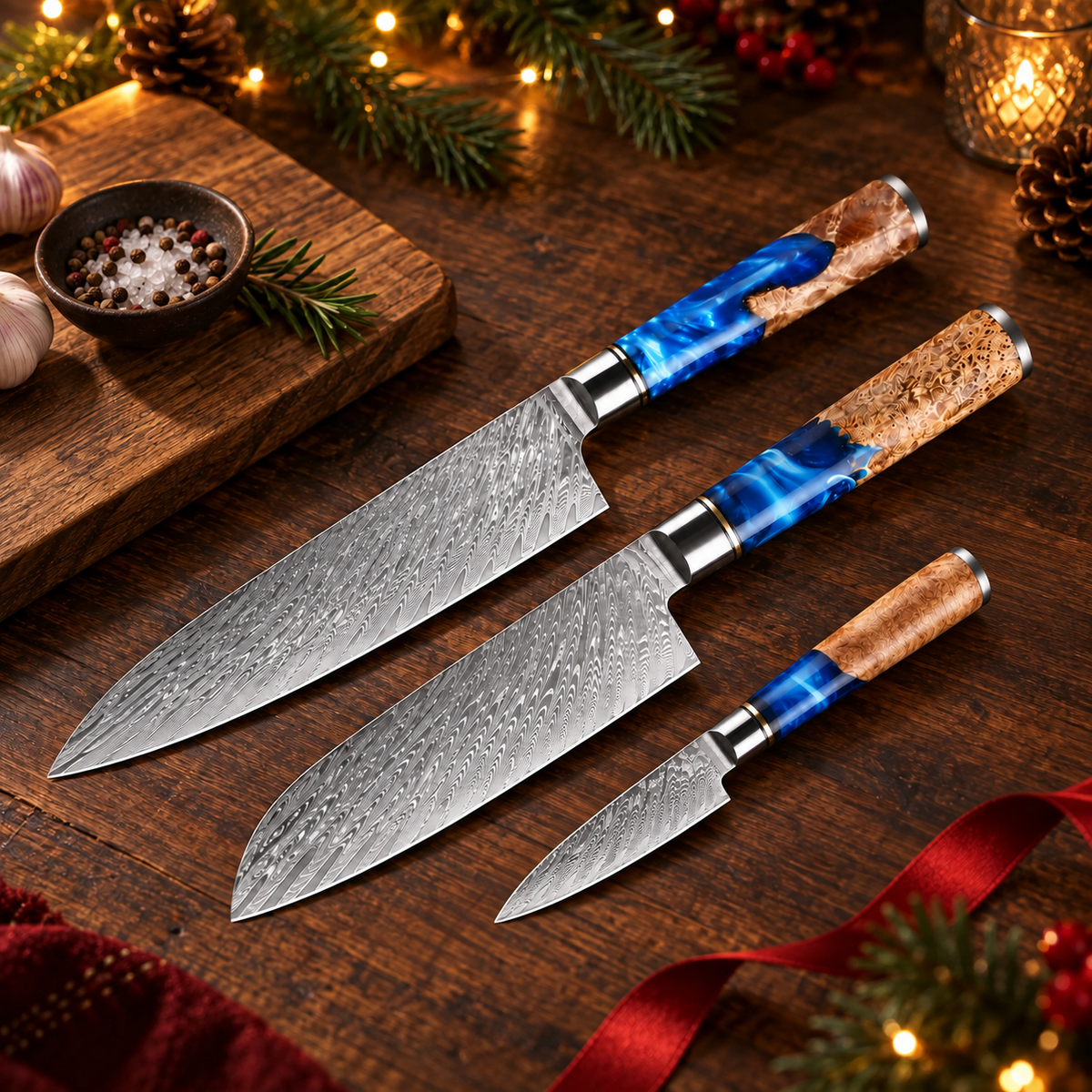 Umi Trio Japanese Knife Set – Santoku, Chef & Paring Knife